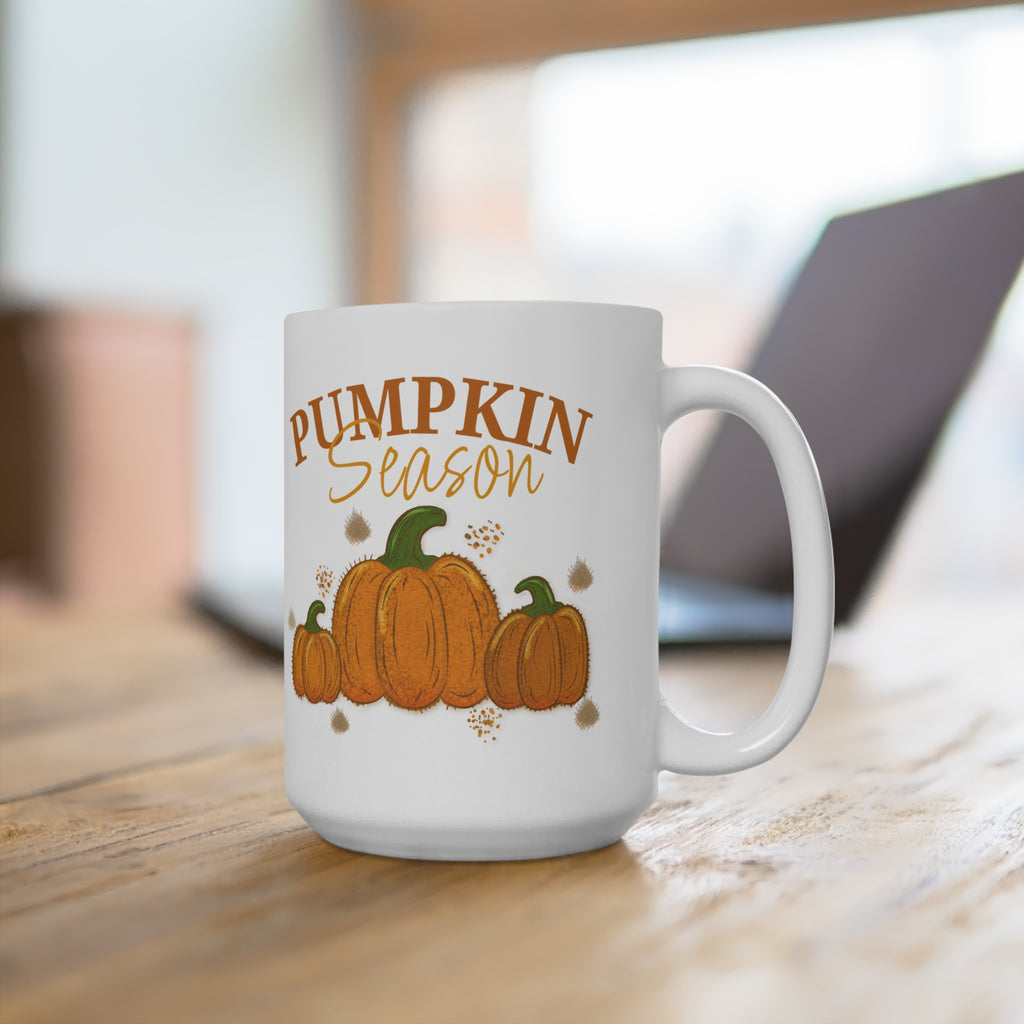 Pumpkin Season: 15oz Ceramic Mug — Fall Pumpkin Coffee Cup